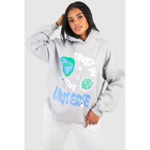 boohoo Puff Print Slogan Oversized Hoodie