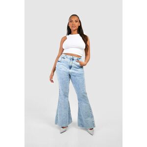 boohoo Plus Raw Hem Flared Denim Jeans