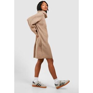 boohoo Turn Up Cuff Roll Neck Mini Jumper Dress