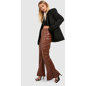 boohoo Matte Faux Leather High Waisted Split Hem Flared Trousers