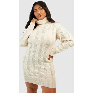 boohoo Plus Roll Neck Cable Knit Jumper Dress