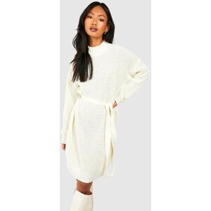 boohoo High Neck Belted Knitted Mini Dress