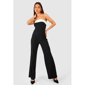 boohoo Bandeau Contrast Wide Leg Jumpsuit