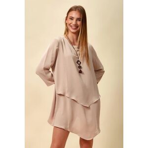 HOXTON GAL Oversized 3/4 Sleeves Layered Tunic