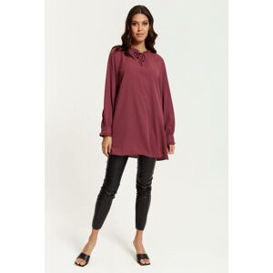 HOXTON GAL Oversized Tunic with Ruffle Neck Detailed