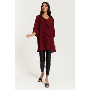 HOXTON GAL Oversized 3/4 Sleeves Ruffle Detailed Tunic