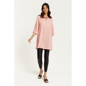 HOXTON GAL Oversized Neck Detailed Tunic with 3/4 Sleeves