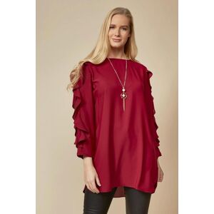 HOXTON GAL Oversized Ruffle Detailed Long Sleeves Tunic