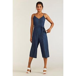 Yumi Blue Cotton Denim Jumpsuit