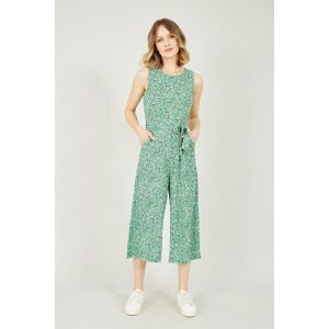 Mela Green Ditsy Flower Sleeveless Culotte Jumpsuit