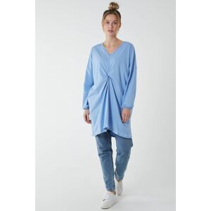 Blue Vanilla Twist Front Cotton Tunic With Side Pocket