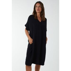 Blue Vanilla V Neck Long Tunic With Side Pockets