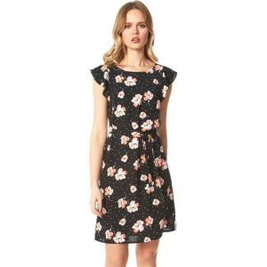 Roman Floral Spot Frill Sleeve Shift Dress