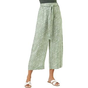 Roman Ditsy Floral Print Waist Tie Culottes