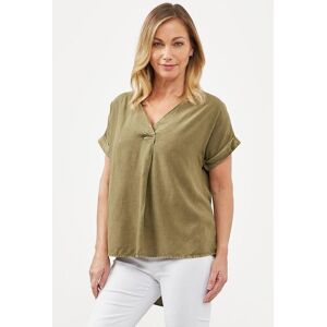 Viz-A-Viz Nocrella Green V-neck Pleat Tunic