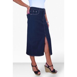 Paulo Due Stretch Denim Front Split Midi Skirt