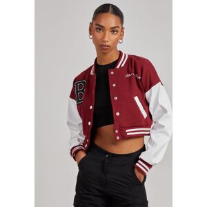 Pink Vanilla Contrast Sleeve Baseball Jacket