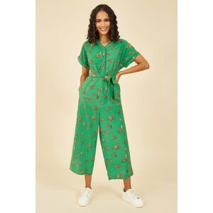 Yumi Green Recycled Cheetah Print Jumpsuit