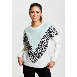 Liquorish Mint & White & Animal Layered Jumper