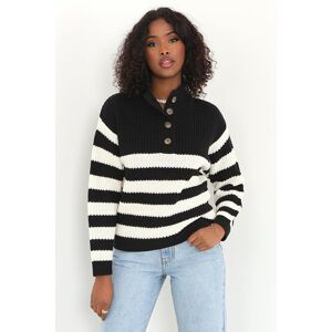 Brave Soul 'Smithy' Striped Button Detail Knitted Jumper