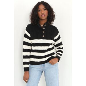 Brave Soul 'Smithy' Striped Button Detail Knitted Jumper