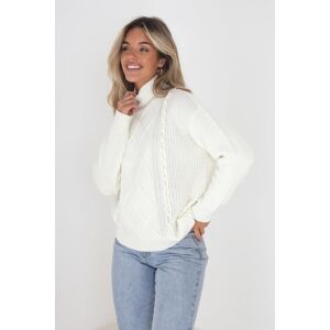 Brave Soul 'Tabby' Funnel Neck Cable Knit Jumper