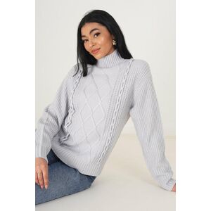 Brave Soul 'Tabby' Funnel Neck Cable Knit Jumper