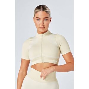 Twill Active Recycled Colour Block Zip-up Crop Top - Stone