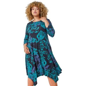 Roman Curve Floral Print Tunic Dress