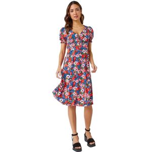 Roman Frill Sleeve Floral Tea Dress