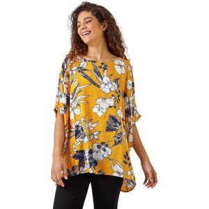 Roman Floral Print Button Back Top