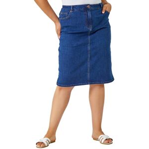 Roman Curve Cotton A-Line Denim Skirt