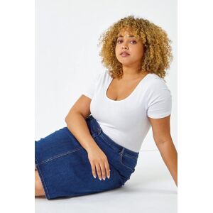 Roman Curve Cotton A-Line Denim Skirt