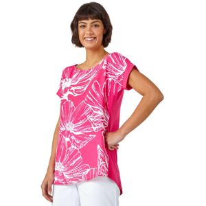 Roman Linear Floral Print Stretch T-Shirt