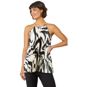 Roman Swirl Print Pleated Halterneck Top