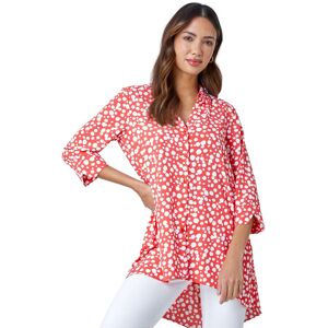 Roman Spot Print Dipped Hem Shirt