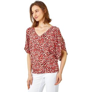 Roman Animal Print Cold Shoulder Stretch Top