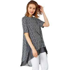 Roman Aztec Chiffon Hem Tunic Stretch Top