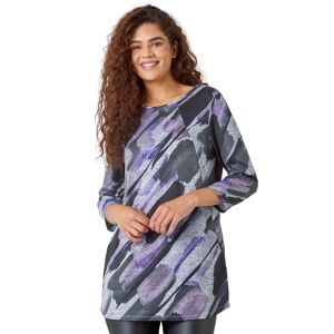 Roman Abstract Print Pocket Detail Tunic Stretch Top