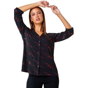 Roman Metallic Spot Print Stretch Blouse