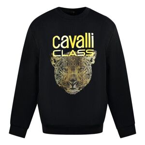 Roberto Cavalli Leopard Print Logo Black Jumper