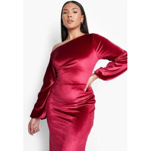 boohoo Plus Velvet Off The Shoulder Midi Dress