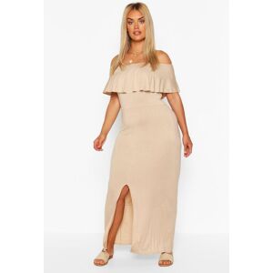 boohoo Plus Off The Shoulder Ruffle Jersey Maxi Dress