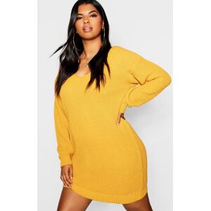 boohoo Plus Bella V Neck Jumper Mini Dress