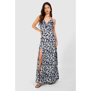 boohoo Tall Pansy Ruffle Split Maxi Dress