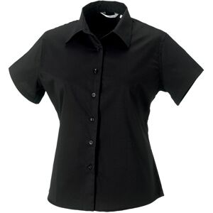 Russell Athletic Collection Womens/ladies Short Sleeve Classic Twill Shirt (Black) Cotton - Size X-Small