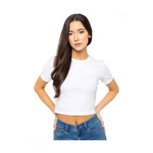 Enzo Womens Crop Top - White Cotton - Size Large