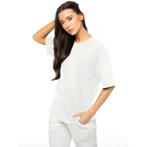 Enzo Womens Ladies Print Oversized T-Shirt - White Cotton - Size Large