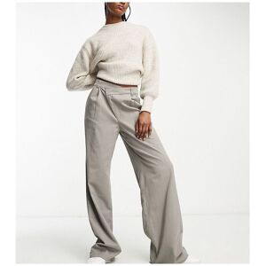 Asos Design Womens Tall Dad Trouser With Asymmetric Waist In Grey - Size 18 Uk