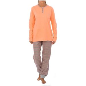 Kisses&love Geometrical Orange Kl45187 Womens Winter Pajamas - Peach - Size Large